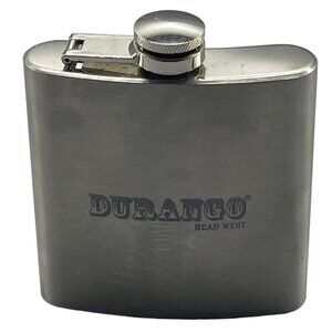 durango head west Stainless steel 6oz flask 3 3/4" tall barware READ